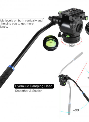 Fluid Drag Tilt Hydraulic Damping Head Black