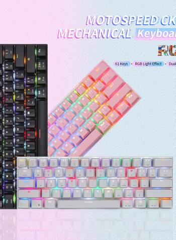 CK62 61 Keys RGB USB Wired BT Dual Mode Gaming Keyboard With OUTEMU Pink