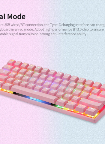 CK62 61 Keys RGB USB Wired BT Dual Mode Gaming Keyboard With OUTEMU Pink