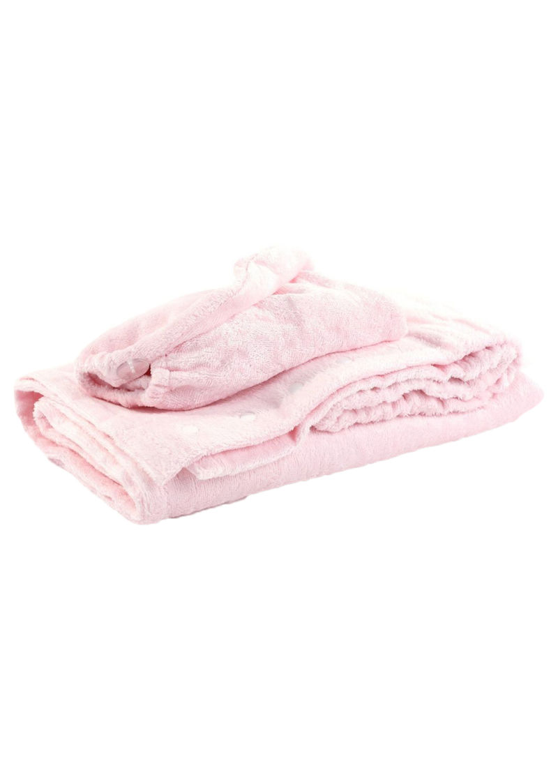 Spa Bath Shower Wrap Skirt And Hair Drying Turban Pink