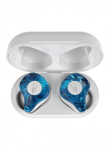 Bluetooth In-Ear Earbuds With Mic White/Blue