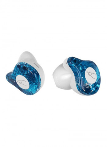 Bluetooth In-Ear Earbuds With Mic White/Blue