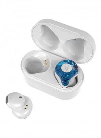 Bluetooth In-Ear Earbuds With Mic White/Blue