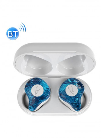 Bluetooth In-Ear Earbuds With Mic White/Blue