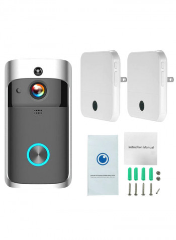 Wi-Fi Security Video Doorbell With Chime White/Black/Silver