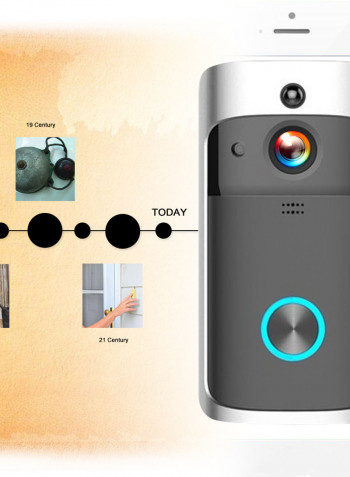 Wi-Fi Security Video Doorbell With Chime White/Black/Silver