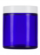 Pack Of 4 Thick Glass Straight Sided Jar With White Smooth Lids أزرق