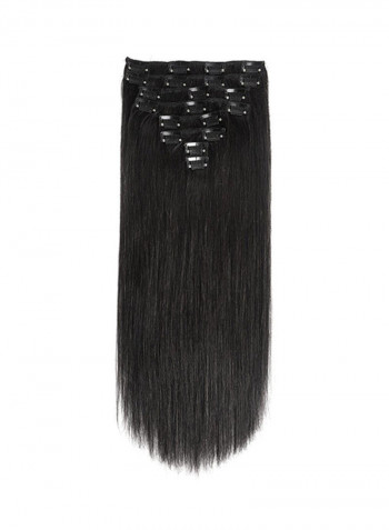 8-Piece Medium Straight Hair Extension Set Black 16inch