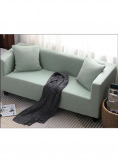 Modern Knitted Solid Patten Sofa Slipcover Green 190 x 230centimeter