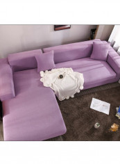 Nordic Style Solid Sofa Slipcover Purple 235-300centimeter