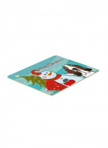 Snowman With Basset Hound Kitchen/Bath Mat Multicolour 11 x 11inch