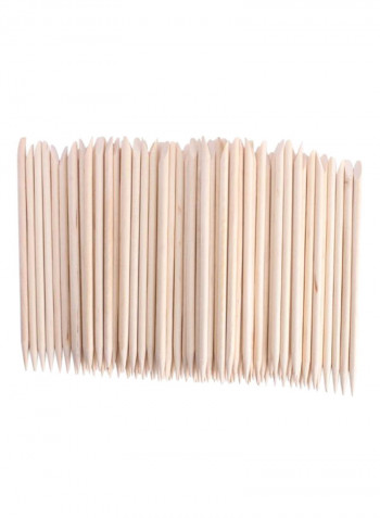 2000-Piece Cuticle Pusher Remover Nail Stick Set Beige 120millimeter