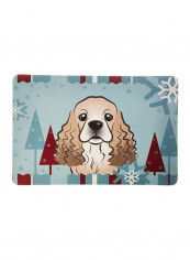 Winter Holiday Cocker Spaniel Kitchen/Bath Mat Multicolour 11 x 11inch