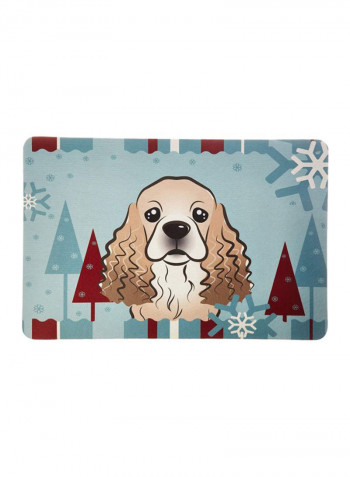 Winter Holiday Cocker Spaniel Kitchen/Bath Mat Multicolour 11 x 11inch