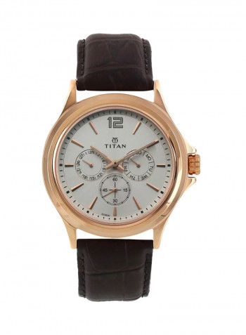 Men's Water Resistant Leather Analog Watch 1698WL01