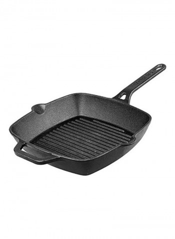 Cast Iron Grill Frying Pan Black 24cm
