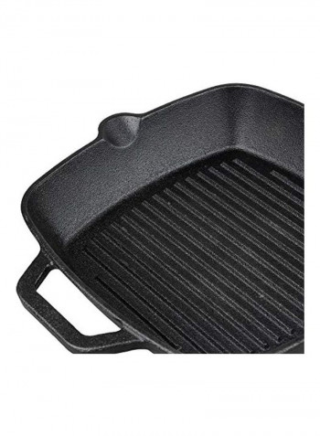 Cast Iron Grill Frying Pan Black 24cm