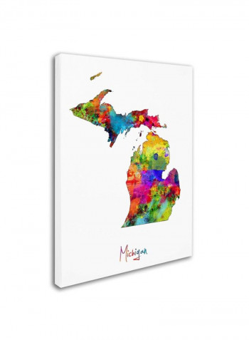 Michigan Map Canvas Wall Art Multicolour 18 x 24inch
