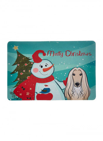 Snowman With Afghan Hound Kitchen/Bath Mat Multicolour 11 x 11inch