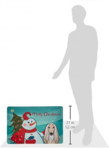 Snowman With Afghan Hound Kitchen/Bath Mat Multicolour 11 x 11inch