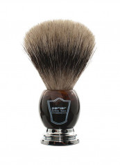 100% Pure Badger Bristle Faux Horn Handle Shaving Brush With Brush Stand Brown