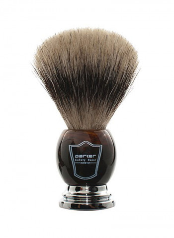 100% Pure Badger Bristle Faux Horn Handle Shaving Brush With Brush Stand Brown
