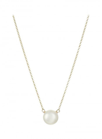 925 Sterling Silver 14 Karat Gold Plated Pearl Pendant Necklace