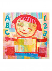 Little Girl Canvas Art Red/Yellow/Green 14x14inch