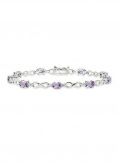 925 Sterling Silver Amethyst Studded Tennis Bracelet