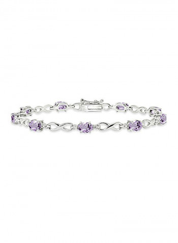 925 Sterling Silver Amethyst Studded Tennis Bracelet