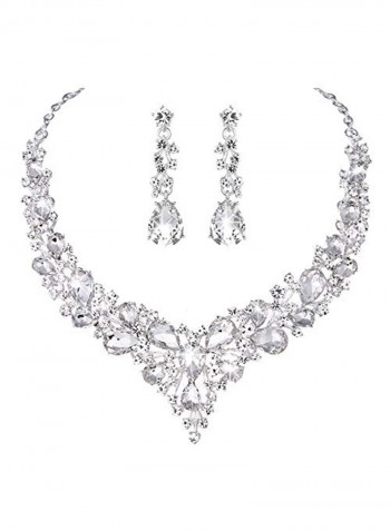 Crystal Necklace And Earrings Jewelry Set