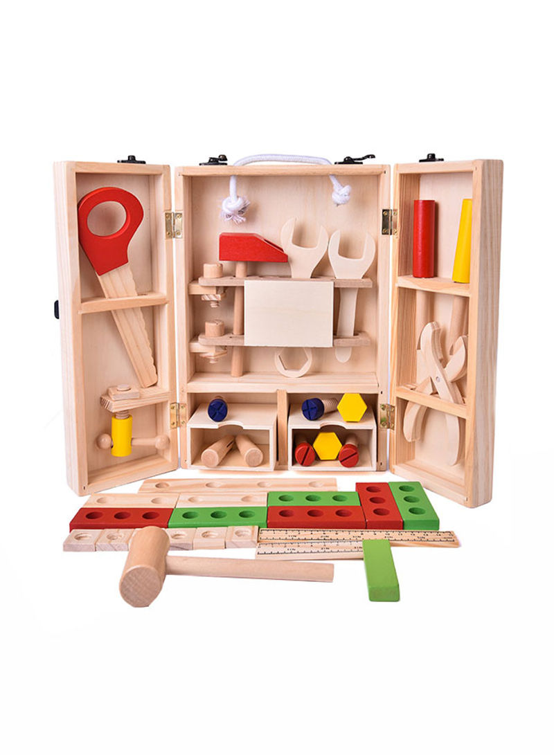 43-Piece Wooden Construction Tool Toys Set