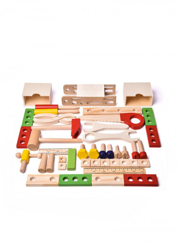 43-Piece Wooden Construction Tool Toys Set
