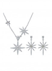 925 Sterling Silver Rhinestone Studded Earrings and Necklace Set