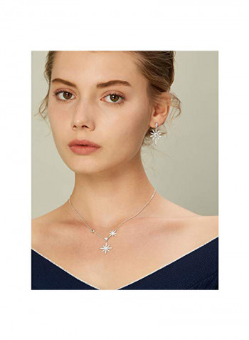 925 Sterling Silver Rhinestone Studded Earrings and Necklace Set