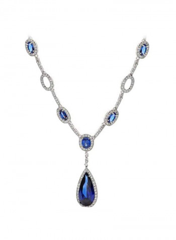 Rhodium Plated Cubic Zirconia Studded Y Necklace