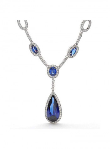 Rhodium Plated Cubic Zirconia Studded Y Necklace