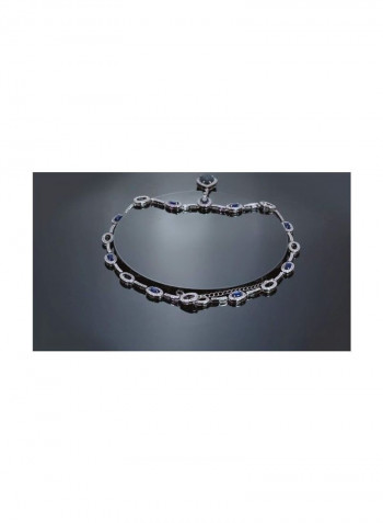Rhodium Plated Cubic Zirconia Studded Y Necklace