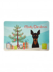 Christmas Tree And Min Pin Kitchen/Bath Mat Multicolour 11 x 11inch