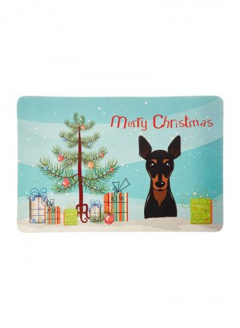 Christmas Tree And Min Pin Kitchen/Bath Mat Multicolour 11 x 11inch