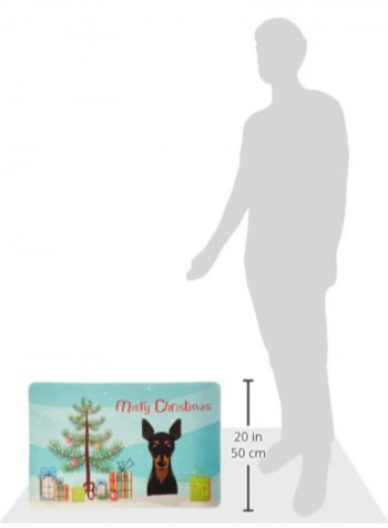 Christmas Tree And Min Pin Kitchen/Bath Mat Multicolour 11 x 11inch