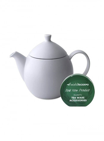 Dew Teapot With Basket Infuser White/Silver 32ounce