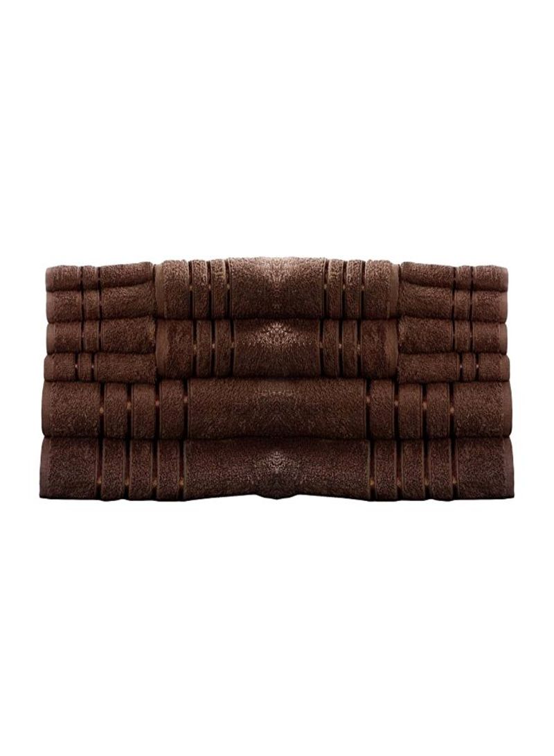 8-Piece Cotton Plush Towel Set Chocolate