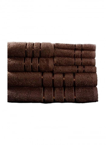 8-Piece Cotton Plush Towel Set Chocolate