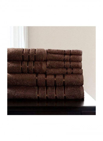 8-Piece Cotton Plush Towel Set Chocolate