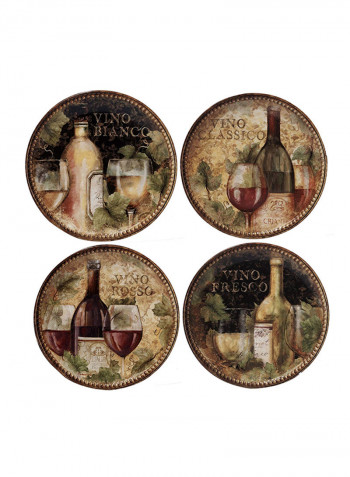 Set Of 4 Gilded Salad Plate Multicolour 9inch