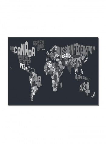 Font World Map VII Canvas Wall Art Grey 18 x 24inch