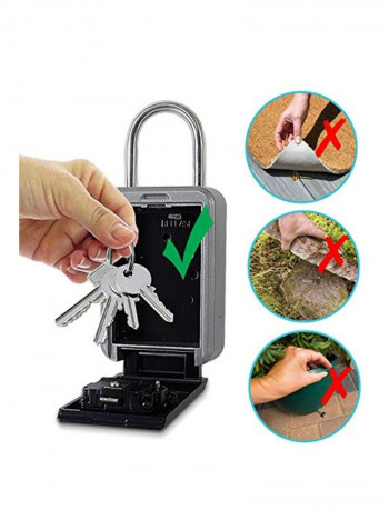 Padlock Key Safe Security Box Grey/Black 3.4x1.6x7.2inch