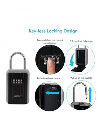 Padlock Key Safe Security Box Grey/Black 3.4x1.6x7.2inch