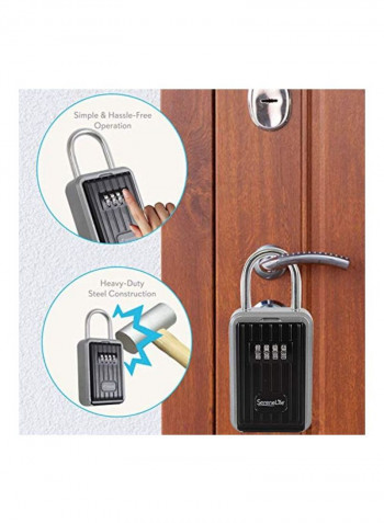 Padlock Key Safe Security Box Grey/Black 3.4x1.6x7.2inch